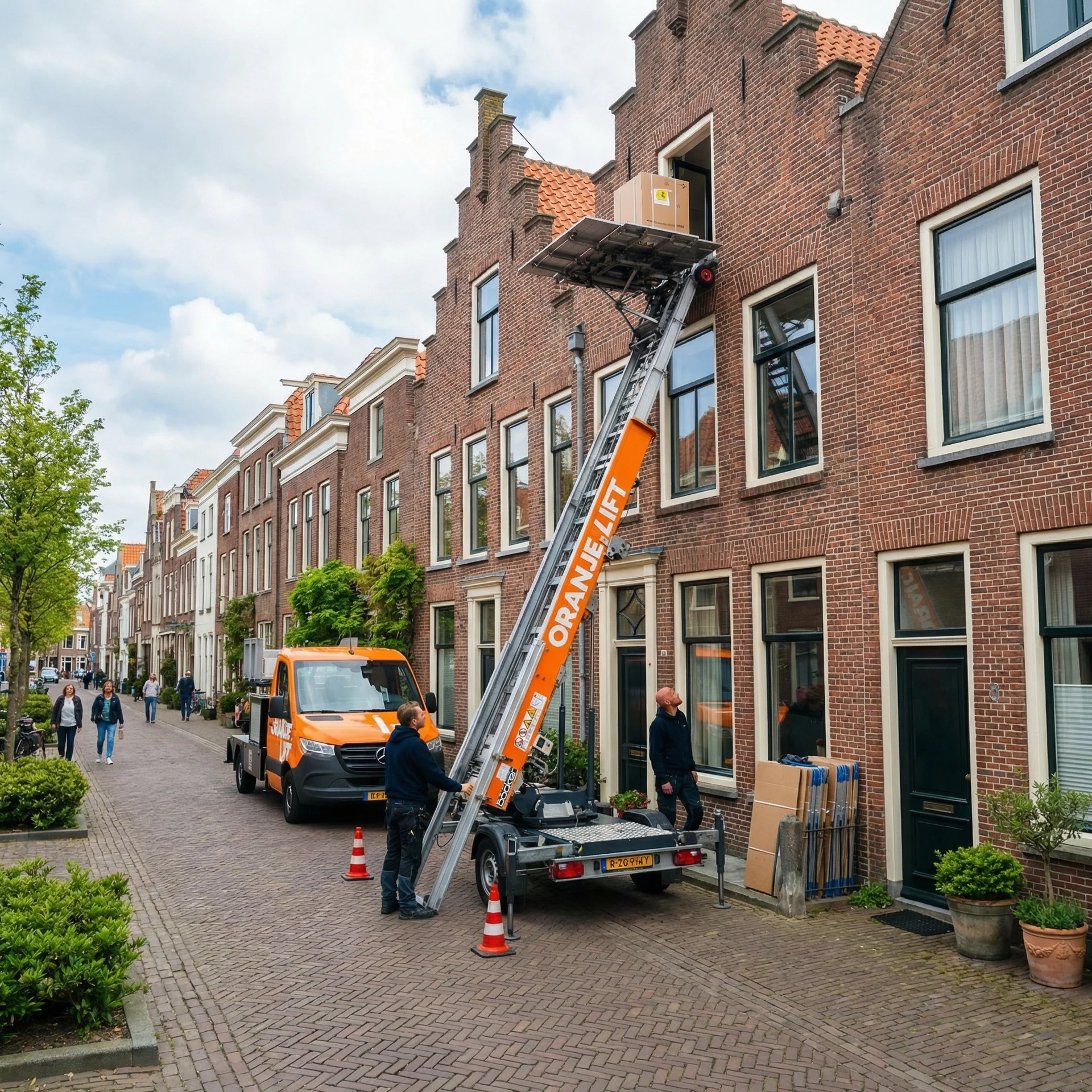 Aanhangerlift in gebruik bij woning in Eindhoven